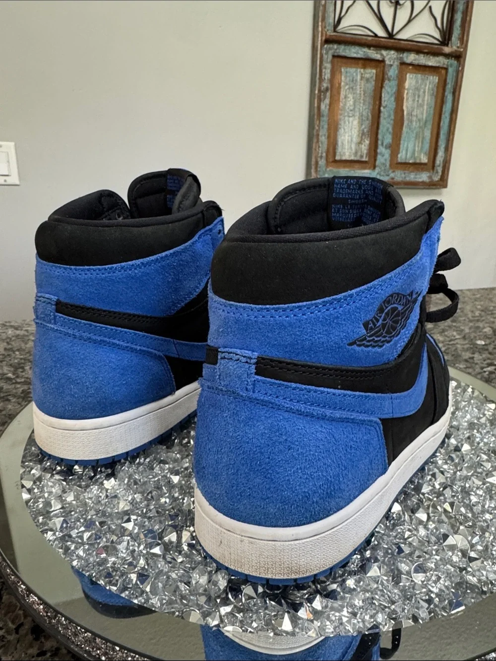 Air Jordan 1 Retro High Black & Royal Blue Suede EUC 10.5